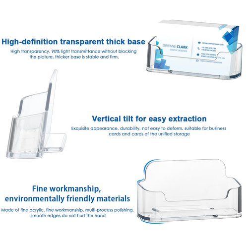 OTYMIOW 20 Pack Acrylic Business Card Holder for Desk, Clear Plastic Desk Business Card Display, Card Holder Stand, Business Card Holder Display, Business Card Stand, Fits 30-50 Business Cards