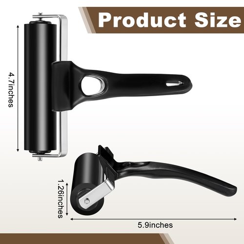 Frienda 12 Pcs 4.7 Inches Rubber Roller Black Rubber Brayer Ink Roller for Gluing Printing Inking Block Paper Crafting Press Printmaking Wallpaper Stamping Scrapbooks