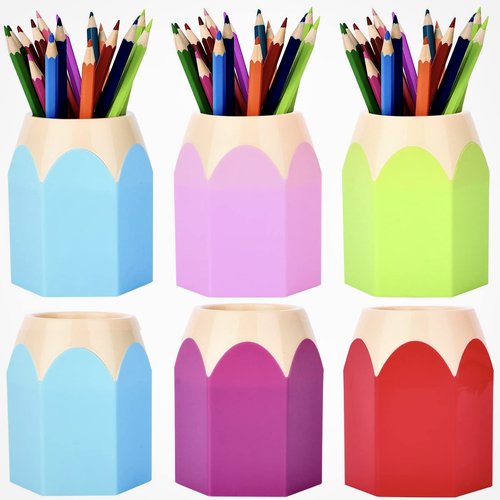 6pcs Pencil Shaped Pen Holders,Pencil Storage Organizer,Cute Desktop Pen Cup,Makeup Brush Container,Pencil Pot,Cartoon Stationery Rack,Creative Stationery Storage,for Office Home Decoration