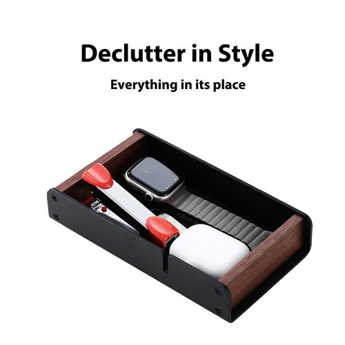 NIRVASH Desk Tray Organizer Drawer for Home Office, Walnut Desk Organizer Tray for Keys, Watch, Airpods, Earbuds and Accessories