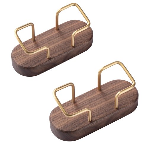 muso wood Business Card Holder for Desk, Wooden Creative Business Card Display for Desk, Wood Business Card Stand for Office, Tabletop (Walnut 2pack)