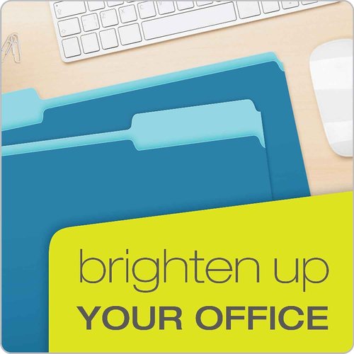Pendaflex Two-Tone Color File Folders, Legal Size, Blue, 1/3 Cut, 100/BX (153 1/3 BLU)
