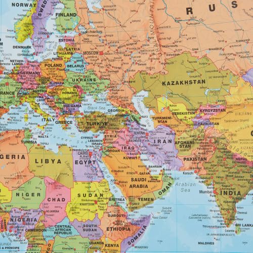 46 x 80 Laminated World Map - Mega-Map Of The World 2026 Updated - Large Wall Map