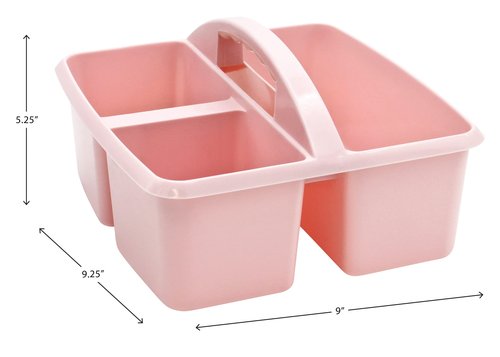 Teacher Created Resources Light Pink Portable Plastic Storage Caddy 6-Pack for Classrooms, Kids Room, and Office Organization, 3 Compartments