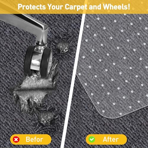 PHOUZIN Heavy-Duty 36x48 Office Chair Mat for Carpet with Cleats