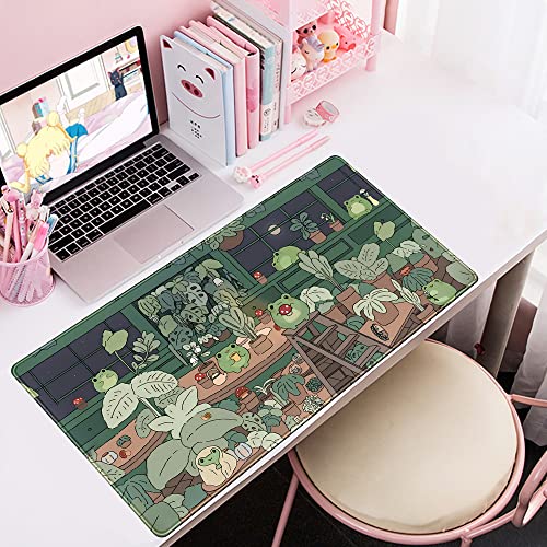 Mechanical Cattle Green Bean Frog Mouse Pad Large Desk Mat for Gaming & Office
