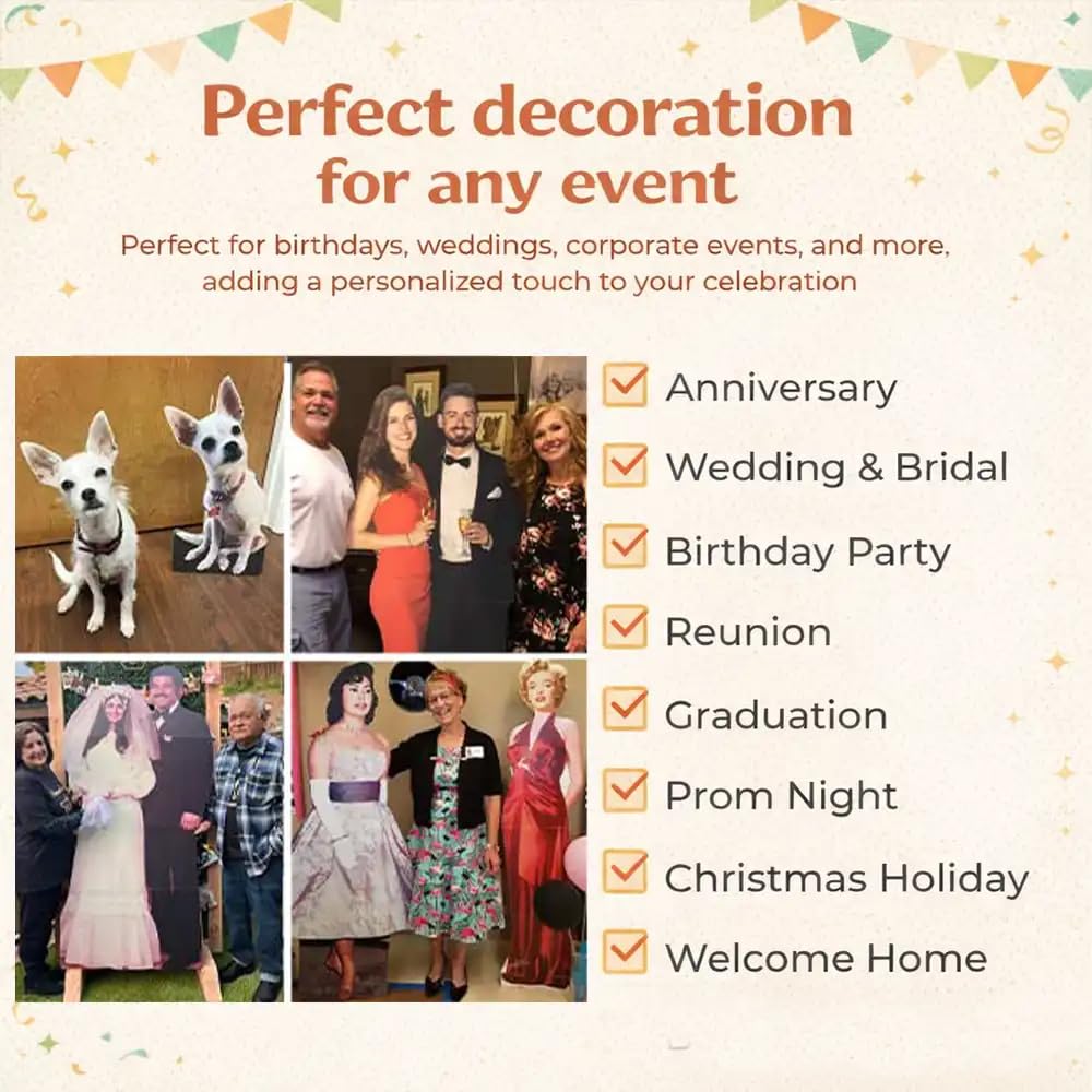 Vispronet Custom Cardboard Cutout – Choose from 1.5ft to 6ft Tall Standees, High Resolution Lifesize Cutouts for Parties, Offices, Weddings, & Events, Upload Your Photo, Corrugated Plastic Material