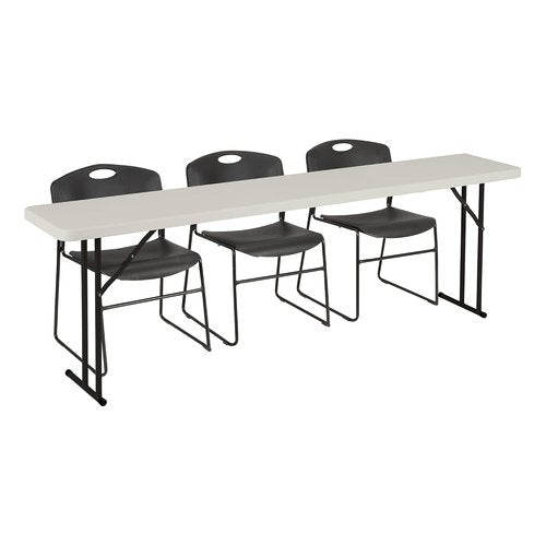 Norwood Commercial Furniture 8' Folding Training Table - Rectangular Blow-Molded Plastic | Gray Indoor/Outdoor Use