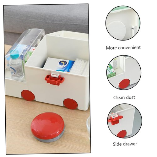 KOCKSHION Large Capacity Plastic First Aid Storage Box Emergency Medicine Case for Home Use Portable Medical Organizer Lid for Family Medicine and Emergency Supplies