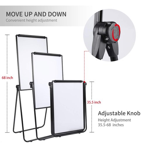 Dry Erase Board with Stand, Double Sided Magnetic Whiteboard, 24 x 36 Portable Height Adjustable White Board with Aluminium Frame