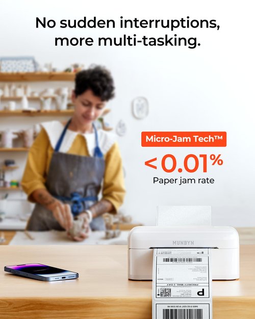 MUNBYN Bluetooth Thermal Label Printer RealWriter RW402B, 4x6 Shipping Label Printer for Small Business, Compatible with Android, iPhone and Windows, Mac, Chromebook, Ebay, USPS, FedEx, Shopify