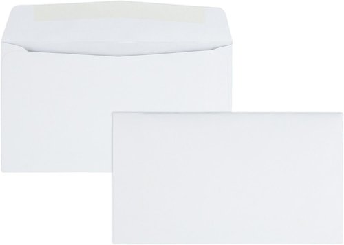 Quality Park Business Envelopes - Gummed Flap for Secure Mailing | 5-3/8 x 6-1/2, 500 Count, 24 lb White Wove