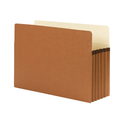 Smead 100% Recycled File Pocket, Straight-Cut Tab, 5-1/4" Expansion, Legal Size, Redrope, 10 per Box (74206)