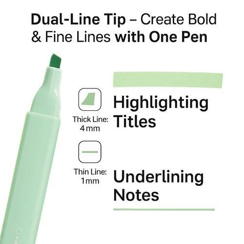Ouksma Pastel Highlighters Set, 12 Soft Pastel Colors – No Bleed, Quick-Dry Chisel Tip Highlighter Pens for Bible, Journals, Planners, Notes & Books
