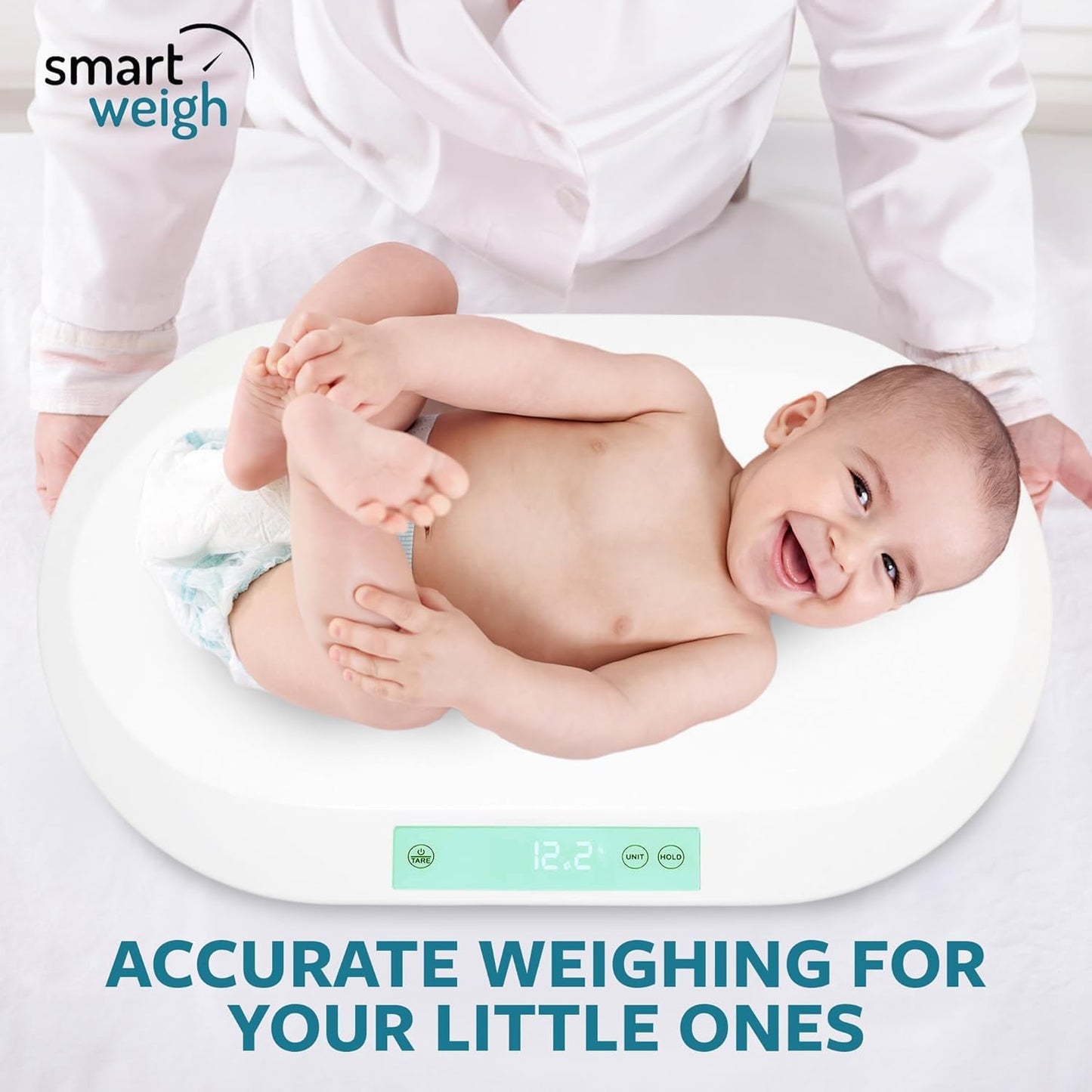 Smart Weigh Baby & Pet Scale Kit - Digital Infant Weighing Scale with Measuring Tape | 88 lb Capacity, 5 Units Display