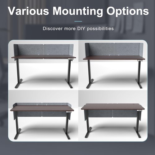 ERGO COLLECT 2-in-1 Adjustable Desktop & Under Desk Privacy Panel - 2PCS L-Shaped Acoustic Desk Divider That Reduce Noise and Visual Distractions, for Home Office Classroom (Grey, 55" x 15.7")