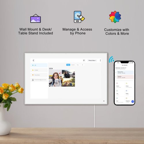 15.6 Inch Digital Calendar, Smart Digital Planner & Chore Chart with IPS FHD 1920x1080 Touchscreen Display for Family Organizer - Built-in Digi-tal Frames Function
