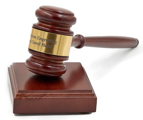Gavels Fast Wooden Gavel with Custom Personalized Band and Optional Sound Block