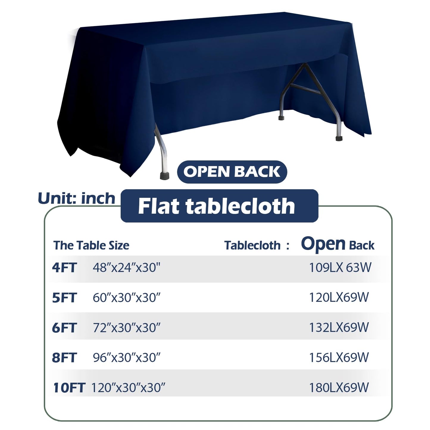 Raxovylz Custom Table Cloth with Logo Text Image Multiple Sizes 4FT 5FT 6 FT 8FT Personalized Tablecloth for Tradeshow Events School Associations Shop Church Club (Flat Tablecloth, 4FT Back Open)