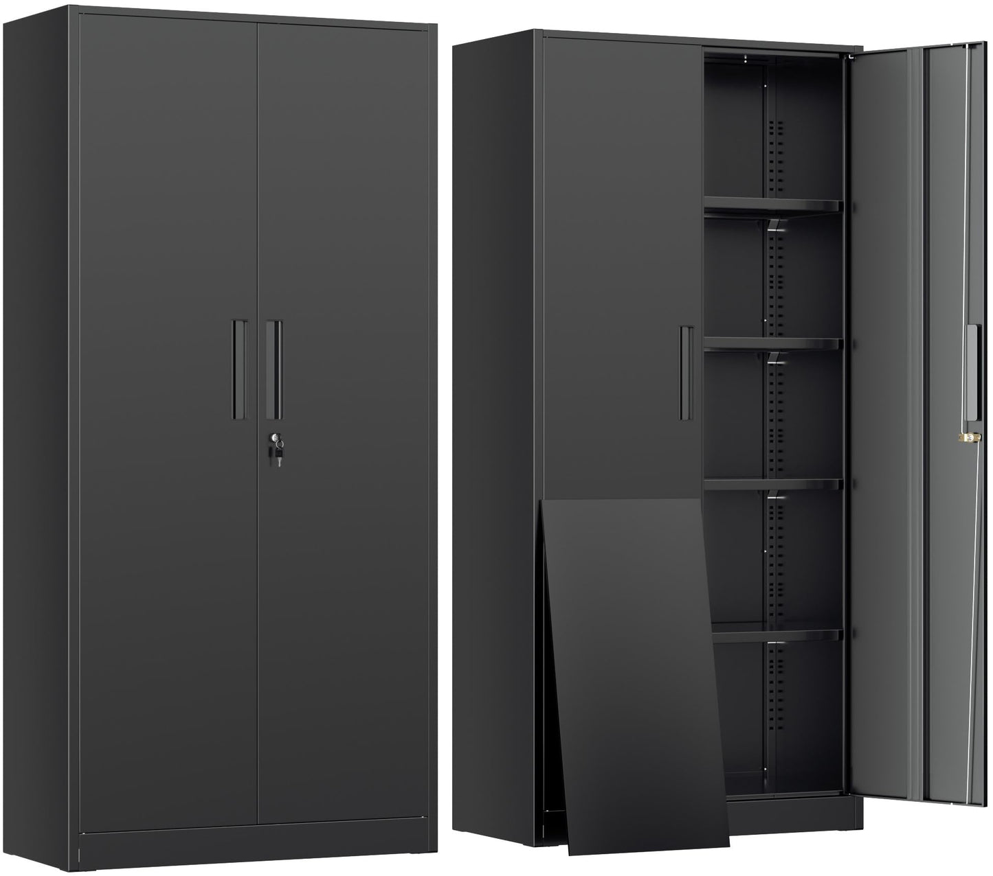 INTERGREAT Metal Lockable Storage Cabinet, 72” Storage Cabinet with 2 Doors and 4 Adjustable Shelves for Office, Home, Garage, Pantry (Assembly Required, Black)