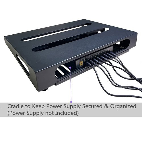 SOYAN 14" x 10.6" Guitar Pedal Board with Power Supply Cradle, Carry Bag Included (Black, SPB-14S)