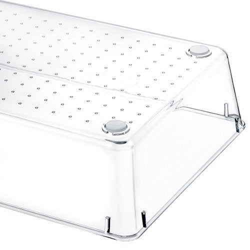 Kingrol 6 Pack 12 x 6 x 2 Inch Clear Drawer Organizer Trays, Desk Drawer Divider Storage Bins, Storage Box Set for Utensils Junks Vanities Makeups Jewelry Office Craft Supplies