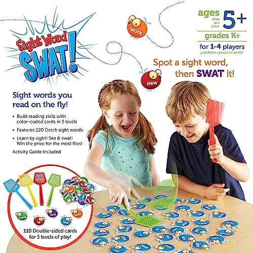 Learning Resources Sight Word Swat A Sight Words Game - Phonics Flash Cards, Board Games for Kids, Montessori Spelling , Homeschool, Classroom Must Haves, Teacher Supplies, Gifts for Boys and Girls