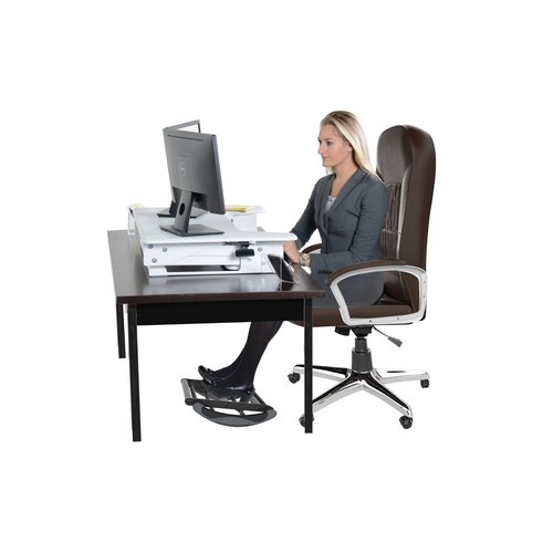 Kantek Ergonomic 3-in-1 Under Desk Footrest, for Use While Sitting or Standing, Heavy Duty Padded Steel, Rubberized Base, Supports Legs for All Day Comfort