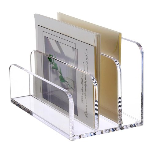 ARTICHIC Acrylic File Holder Desktop File Organizer, 3-Compartment Vertical Letter Holder Transparent Mail Organizer Countertop, Acrylic Desk Organizer Suitable For Office, Home, School, Etc