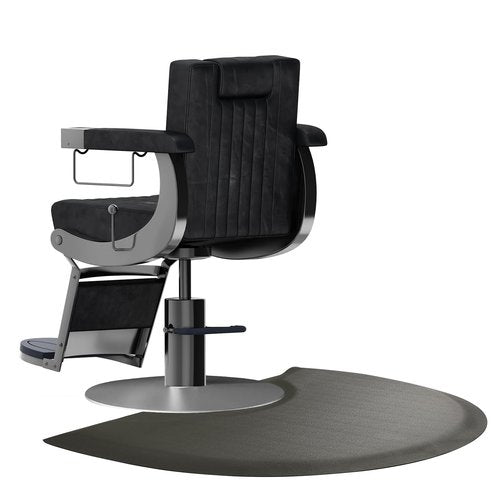 Salon mats for Hair Stylist 35.8"x27.9" Barber Shop Anti-Fatigue Salon Chair Mat - Black Semi Circle Hair Floor mats - 1/2" Thick Comfort Salon Standing Floor Mat, Hair Cutting Hairdressing Equipment