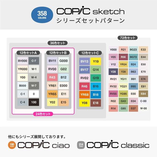 COPIC Too Copic Sketch Basic 24 Color Set Multicolor Illustration Marker Marker Pen