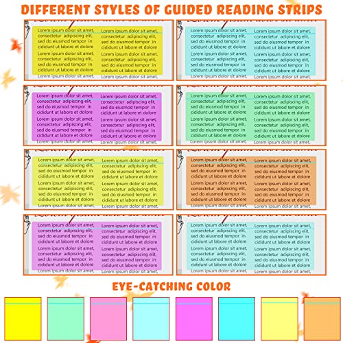 Fresh Style 48 Pcs Guided Reading Highlighter Strips for Dyslexia, Colored Overlays & Bookmark