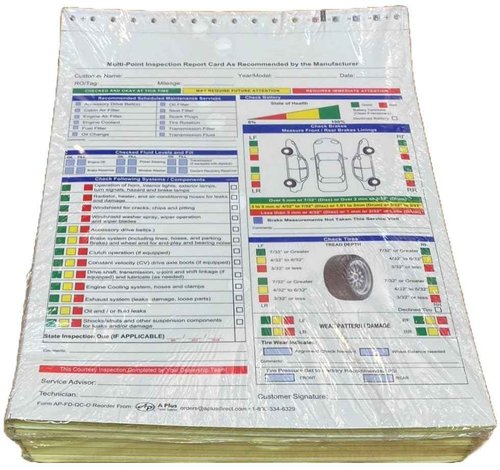 A Plus Dealer Supplies Multi Point Inspection Form - 2 Part - AP-FD-QC-O - 500 Quantity (P8*)