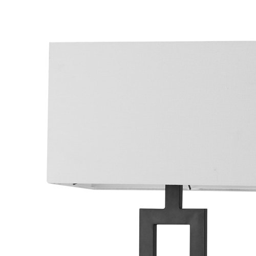 GLOBE Electric 67046 58" Floor Lamp, Matte Black Finish, White Linen Rectangular Shade, Modern Geometric Cutout Design, E26 Base