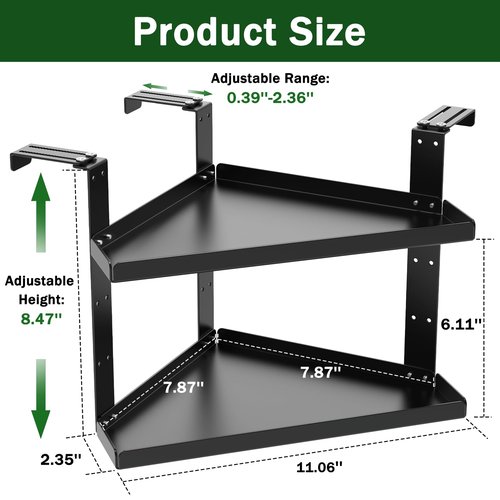 Fixirons 2 Layers Office Cubicle Shelf for Office Decor Corner Shelf for Cubicle Height Adjustable Cubicle Corner Shelf with Hooks