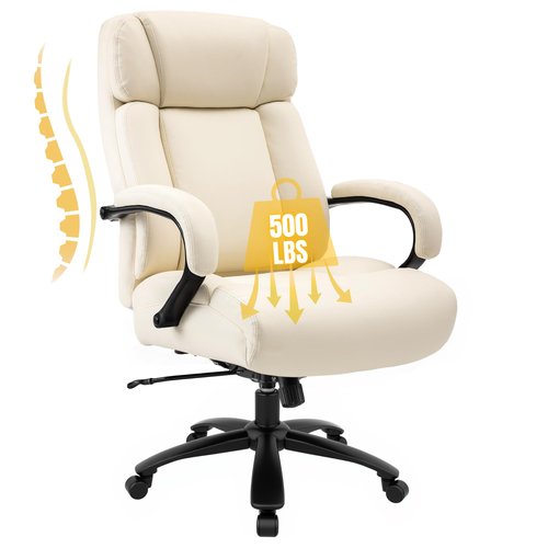 500lbs Ultra Big and Tall Office Chair Extra Wide Large Heavy Duty Thick Padded Computer Executive Ergonomic High Back