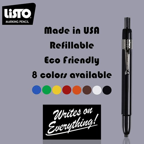 Listo 1620/162 Marking Pencils Kit - 12 Black Pencils, 72 Refill Leads - Includes Grease/China/Wax Pencils & Orange Pencil