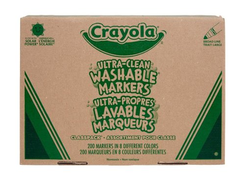 Crayola Broad Line Washable Markers - 200ct (8 Colors), Kids Bulk Classroom Art Markers for School, Back to School Essentials, Teacher Classroom Must Haves