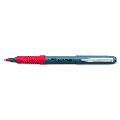 BIC Roller Glide Grip Rollerball Pen, Extra Fine Point (0.5mm), Red, 12-Count