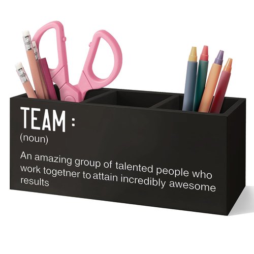 VIIJJUE Office Decor Organizer Gifts Team Appreciation Wooden Pen Pencil Holder for Employees Coworkers, Teamwork Gifts, Office Desk Decorations Accessories for Work Women Men Home Desk