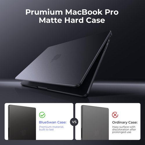 BlueSwan Matte Case for MacBook Pro 14 2025 2024-2021 M4 M3 M2 M1 Pro/Max, Compatible A3401 A3112 A2992 A2918 A2779 A2442, Hard Shell Protective Cover, Space Black Clear