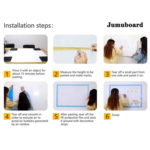 Magnetic Dry Erase Whiteboard Paper with Adhesive, 47" x 35" White Board Film for Wall, Easy to Write and Clean Dry Erase Board for Office, Classroom, Home, Include Marker, Magnetic Eraser and Magnets