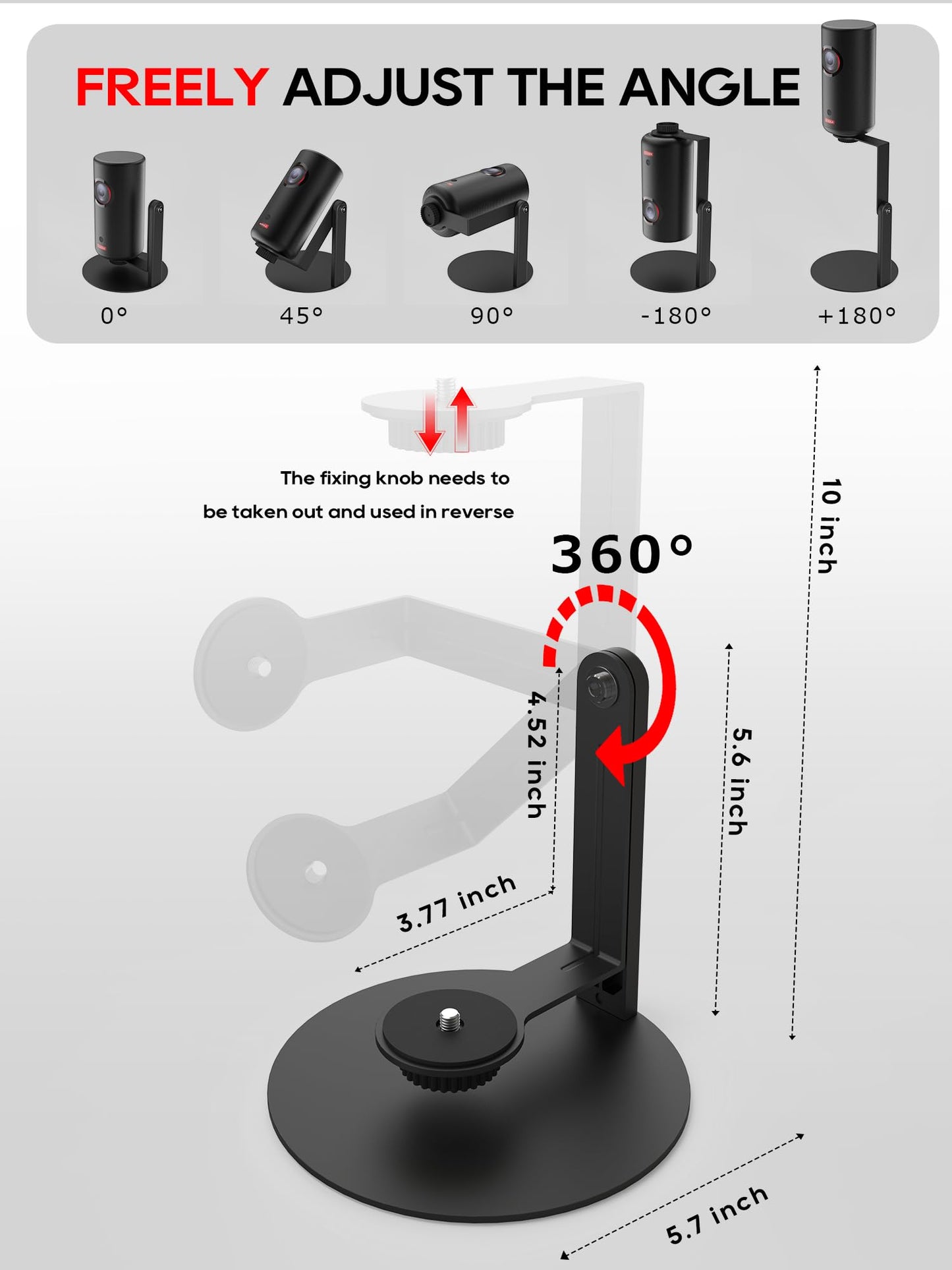 Haweah Projector Stand for Nebula Capsule Series & XGIMI Halo+(New) Works with Capsule 3/Air/Pro, Mini Projectors | Ceiling & Wall Projection, Height Adjustable, 360° Rotation | 1/4-Inch Screw(A-Black)
