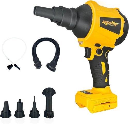 High Volume Compressed Air Duster Compatible with Dewalt 20v Battery- 3 Speeds, 50000RPM Brushless Motor, LED Light, 7 Multi-Use Accessories, Ideal for PC Keyboard, Pool Toy (Tool Only)