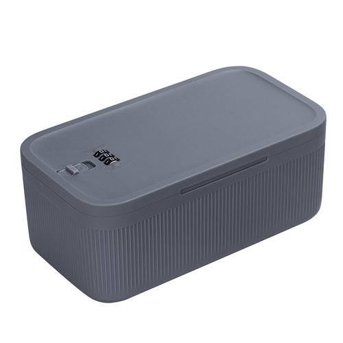 Lockable Storage Box,Small Medicine Lock Box,Food Lockbox,Medical Pill Bag Organizer,Refrigerator Snack Case Bin Container,Locked Cell Phone Jail,Personal Item Safe for Gift,Office,Travel (Navy)