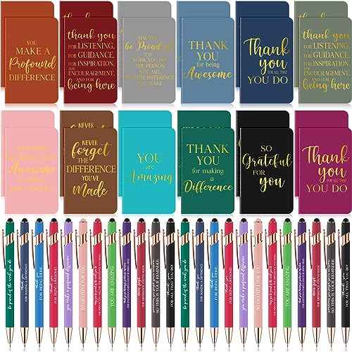 96 Pcs Thank You Gifts Bulk Motivational Pens Inspirational Notepads Set, Mini Motivational Notebooks and Ballpoint Pens, Inspirational Appreciation Gifts for Employee Teacher Staff Volunteer Coworker