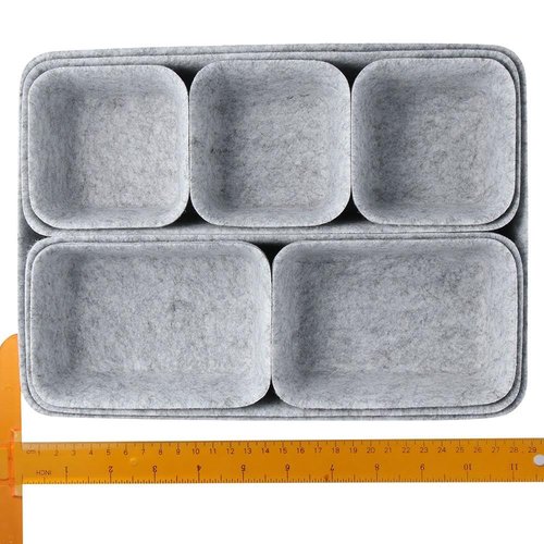 dohobby Light Gray Felt 8-piece Set of Office Makeup Table Forming Storage Box Organizing Storage Box