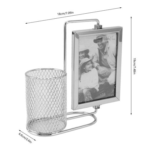 Atyhao Large Capacity Rotating Design Pen Holder Picture Frame with Multi Purpose for Office Desktops Home
