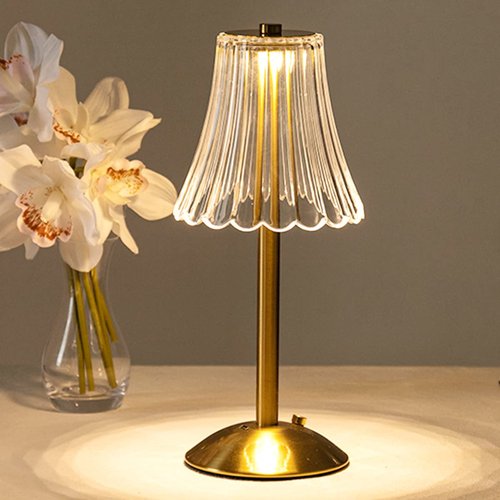 HEQET Cordless Table Lamps for Home,Table,Dining Room, Gold Rechargeable Lamps, USB Charge 12'' Tall LED Brass Portable Outdoor Indoor Table Lamp with Built-in Dimmer
