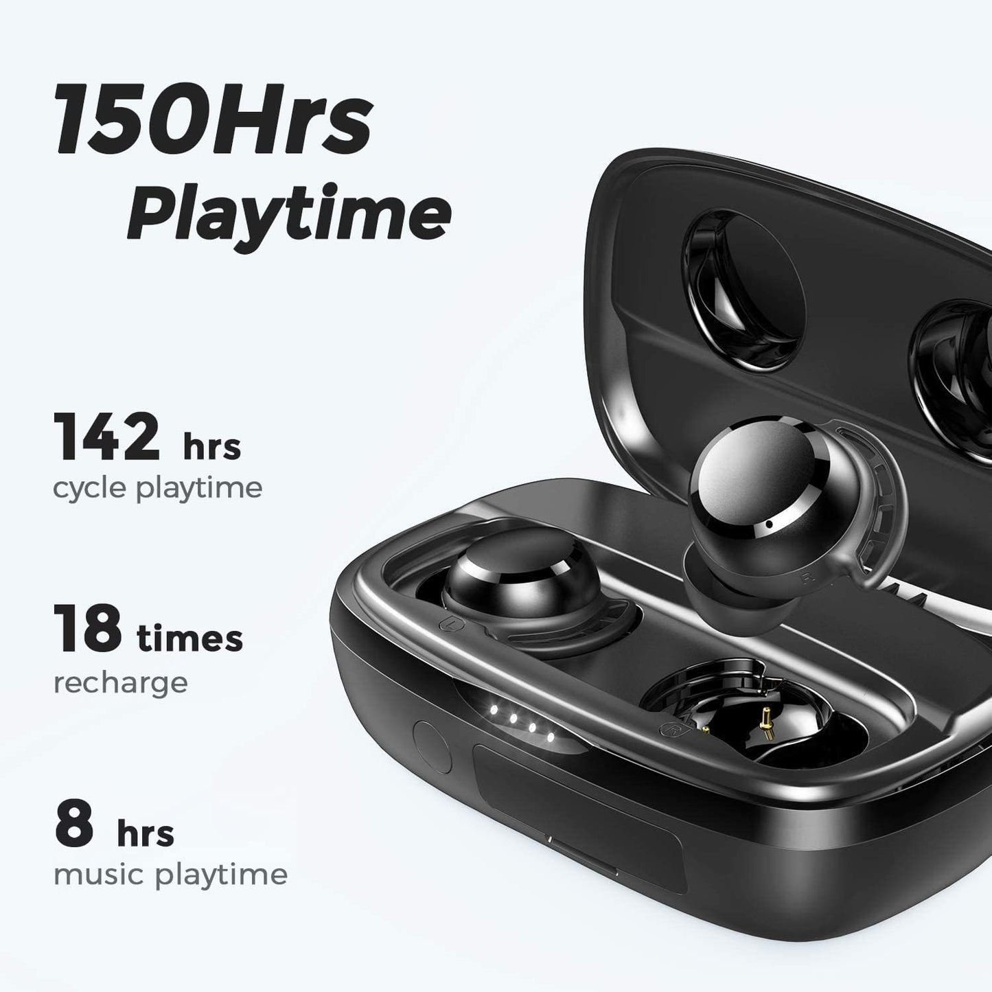 Tribit FlyBuds 3 Wireless Earbuds - 110H Playtime, Bluetooth 5.3, IPX8 Waterproof, Touch Control, Deep Bass